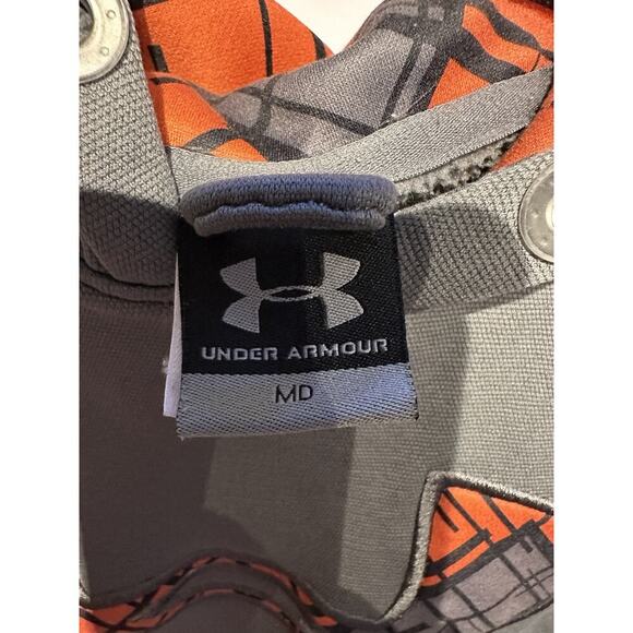 Under Armour UA Storm Hoodie Men's Size MD/M Gray Hooded Sweatshirt Orange Logo - Picture 4 of 7